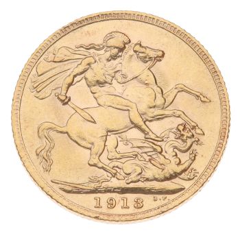 1913 George V Large Head UK Full Sovereign Coin
