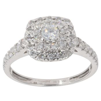 18ct White Gold 0.80ct Brilliant Cut Diamond Cluster Ring