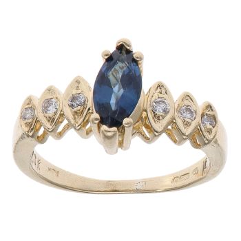 14ct Yellow Gold 0.05ct Diamond and Sapphire Fancy Ring
