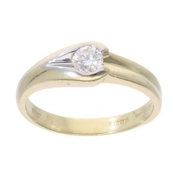 18ct Yellow and White Gold 0.25ct Diamond Solitaire Ring
