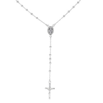 Silver Rosary Beads 24" By Icesia