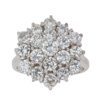 18ct White Gold 2.25ct Brilliant Cut Diamond Cluster Ring