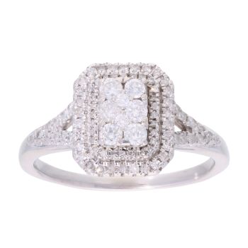 9ct White Gold 0.50ct Diamond Cluster Ring