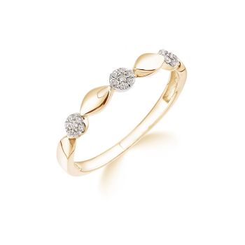 9ct Yellow Gold 0.10ct Natural Diamond Twist Bridal Ring