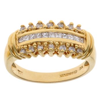 18ct Yellow Gold 0.33ct Brilliant and Princess Cut Diamond Fancy Ring