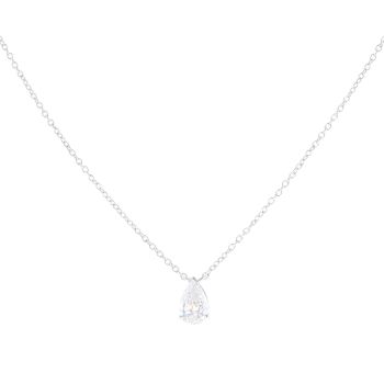 9ct White Gold 0.50ct Lab Grown Pear Cut Diamond Solitaire Pendant and Chain 18"