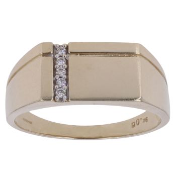 9ct Yellow Gold 0.06ct Diamond Square Signet Ring