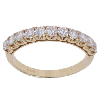 14ct Yellow Gold 0.75ct Brilliant Cut Diamond Half Eternity Ring