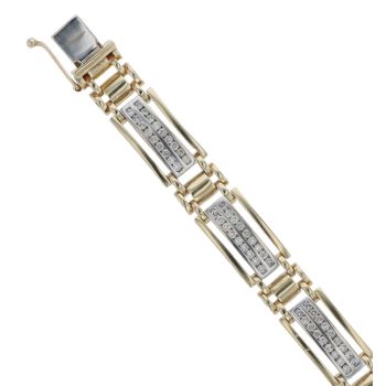 9ct Yellow and White Gold 2.50ct Brilliant Cut Diamond Fancy Bracelet 7.5"