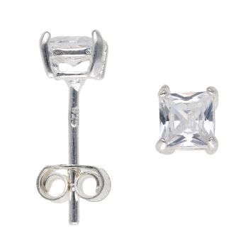 Silver Cubic Zirconia Stud Earrings By Icesia