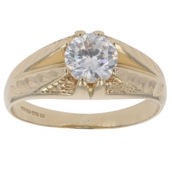 9ct Yellow Gold Cubic Zirconia Signet Ring