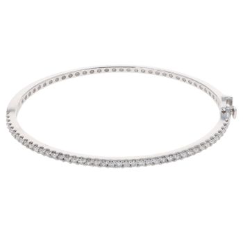 18ct White Gold 1.00ct Brilliant Cut Diamond Hinged Bangle