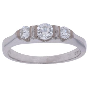 18ct White Gold 0.45ct Brilliant Cut Diamond Trilogy Ring