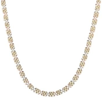 18ct Yellow, White And Rose Gold Floral Chain 16"
