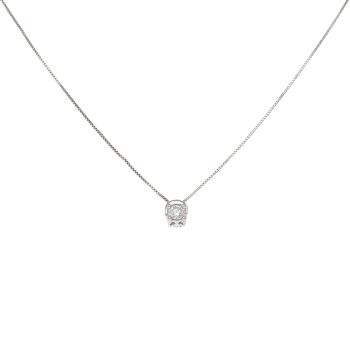 18ct White Gold 0.20ct Brilliant Cut Diamond Solitaire Pendant and Chain 18"