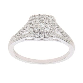 9ct White Gold 0.50ct Brilliant Cut Diamond Cluster Ring