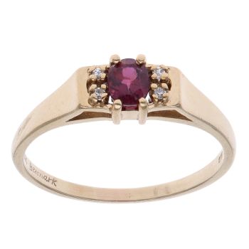 9ct Yellow Gold 0.05ct Brilliant Cut Diamond and Ruby Solitaire Ring