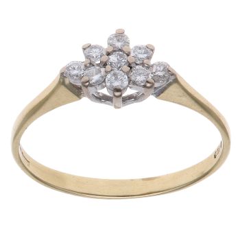 18ct Yellow Gold 0.25ct Brilliant Cut Diamond Cluster Ring