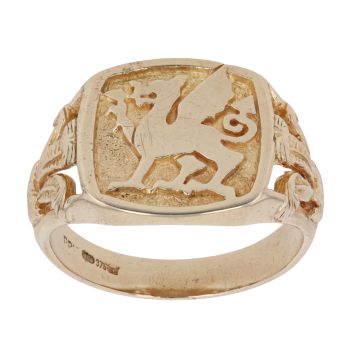9ct Yellow Gold Dragon Signet Ring