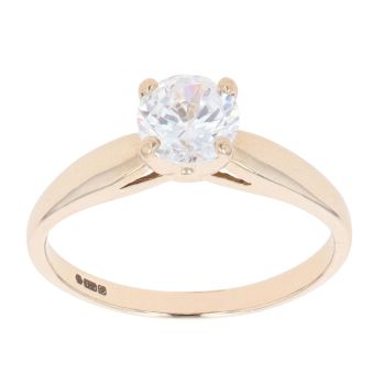 9ct Yellow Gold Cubic Zirconia Single Stone Ring