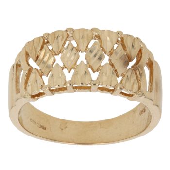 18ct Yellow Gold Diamond Cut Patterned Signet Ring