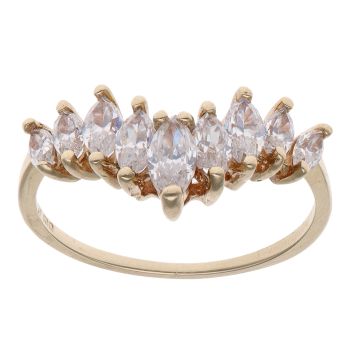 9ct Yellow Gold Cubic Zirconia Wishbone Ring