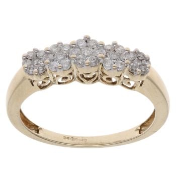 9ct Yellow Gold 0.33ct Brilliant Cut Diamond Cluster Ring