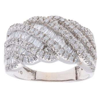 9ct White Gold 1.00ct Baguette and Brilliant Diamond Fancy Ring