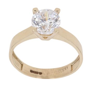 14ct Yellow Gold Cubic Zirconia Single Stone Ring