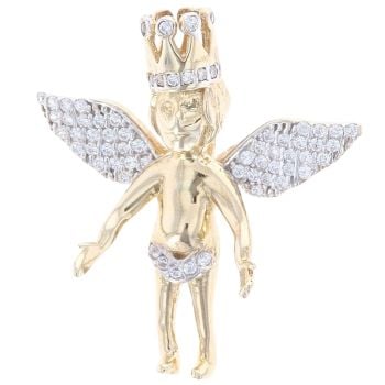 9ct Yellow Gold Cubic Zirconia Cherub Pendant