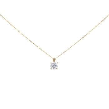 9ct Yellow Gold Cubic Zirconia Solitaire Pendant & Chain 18"