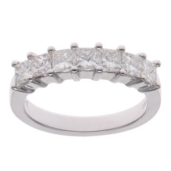 18ct White Gold 1.00ct Princess Cut Diamond Seven Stone Eternity Ring
