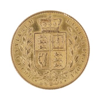 1860 Victoria Young Head Shield UK Full Sovereign Coin