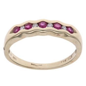9ct Yellow Gold 0.05ct Diamond and Ruby Fancy Ring