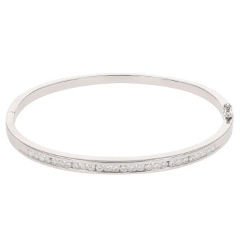 18ct White Gold 0.80ct Brilliant Cut Diamond Bangle