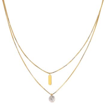 22ct Yellow and White Gold Duo Strand Bead Chain 18"
