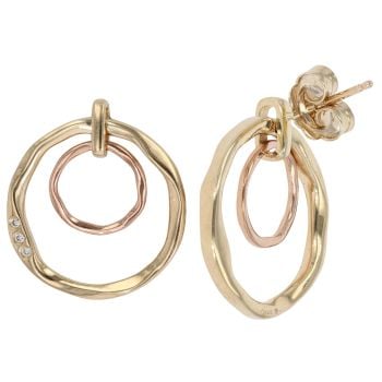 9ct Yellow and Rose Gold Clogau 0.06ct Diamond Drop Earring