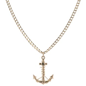9ct Yellow Gold Anchor Pendant and Chain 18"