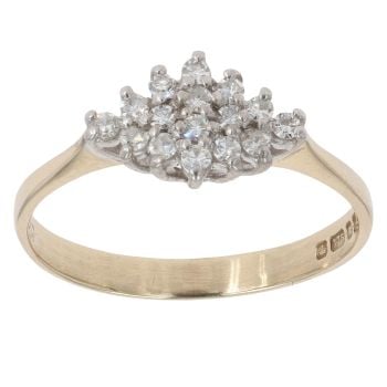 9ct Yellow Gold 0.15ct Diamond Cluster Ring