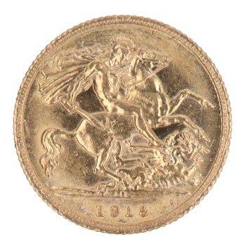 1915 George V Large Head UK Half Sovereign Coin