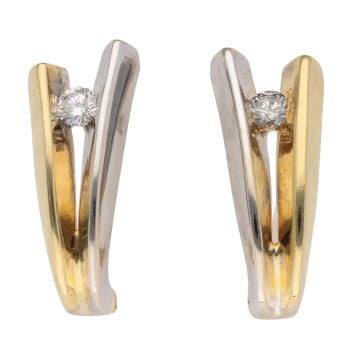 18ct Yellow And White Gold 0.15ct Diamond Half Hoop Earrings