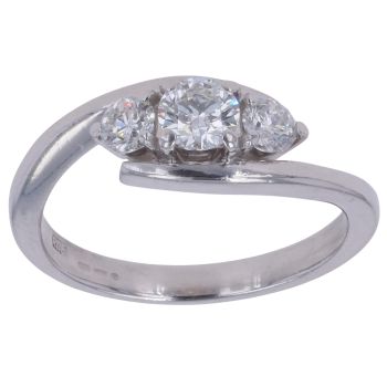 18ct White Gold 0.65ct Round Brilliant Cut Diamond Trilogy Ring