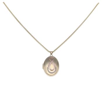 9ct Yellow White and Rose Gold 0.10ct Brilliant Cut Diamond Infinity Locket and Chain 20"