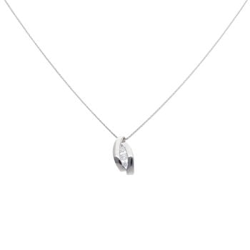 9ct White Gold Cubic Zirconia Fancy Wave Pendant and Chain 18"