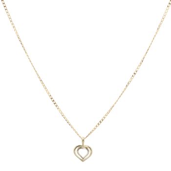 9ct Yellow and White Gold Heart Pendant and Chain 18"
