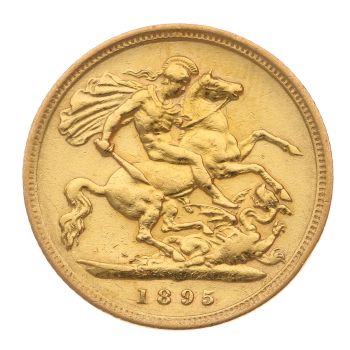 1895 Victoria Old Head UK Half Sovereign Coin