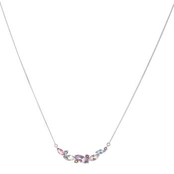 9ct White Gold Multi Gemstone Chain 18"