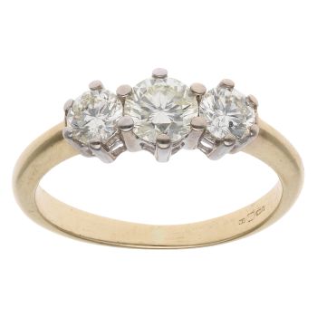 18ct Yellow Gold 0.75ct Tinted Brilliant Cut Diamond Trilogy Ring