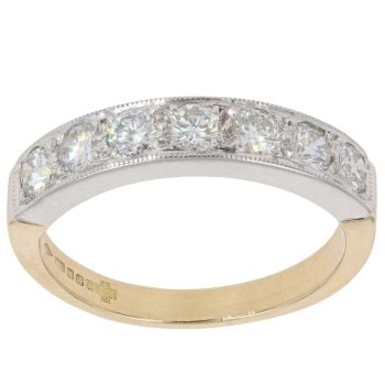 18ct Yellow And White Gold 0.90ct Brilliant Cut Diamond Half Eternity Ring