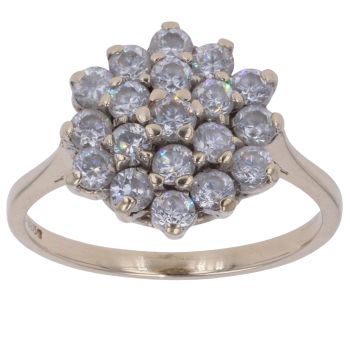 9ct Yellow Gold Cubic Zirconia Cluster Ring